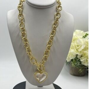 Kendra Scott Haisley Large Ivory Mother of Pearl Heart Pendant Chunky Necklace